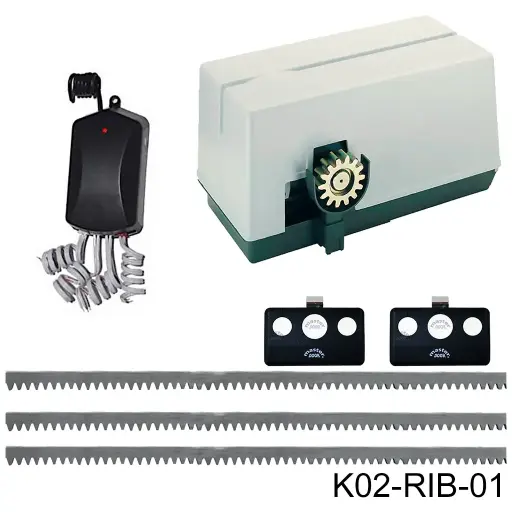 [K02-RIB-01] Kit Cremallera SUPER-3000 FAST 220V Trif. Cap. de Arrastre 3000K. Con 6m cremallera, 1-Cerebro, Receptor y 2 Controles F433