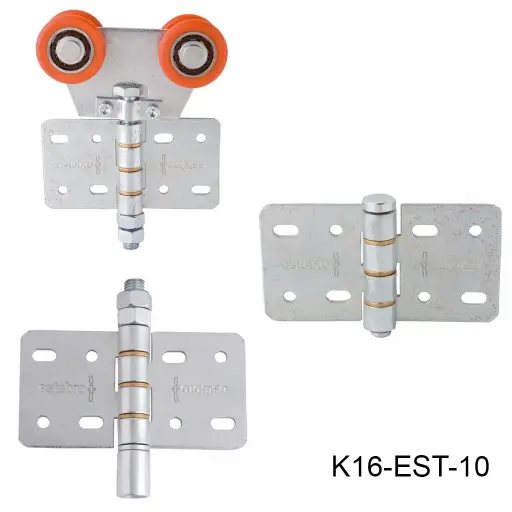 [K16-EST-10] Kit Herraje Articulado curvo hacia la pared, Superior, HOJA EXTRA, Mod. U-60, 240/450 Kg. Incluye: 1-Bisagra central, 1-Bisagra inferior y 1 carretilla.
