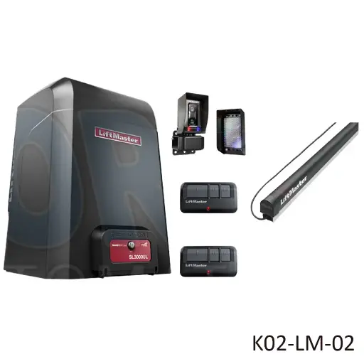 [K02-LM-02] Kit Op. Corredizo de Cadena SL3000UL101, 1Hp, 120volts, 900Kg en 15m ancho max. Incluye: 9.0m de cadena P41 y 2 Control, LM