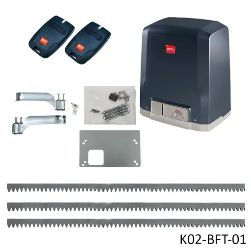 [K02-BFT-01] Kit Operador Corredizo DEIMOS BTA600, 120V-24V, 600Kg, Incluye 2 Control y 6.0m de cremallera