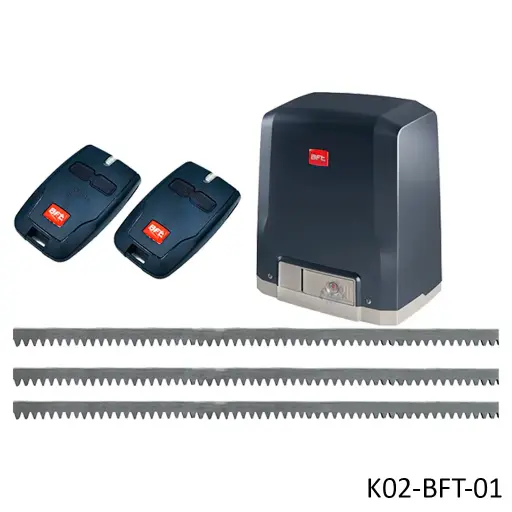 [K02-BFT-01] Kit Operador Corredizo DEIMOS BTA600, 120V-24V, 600Kg, Incluye 2 Control y 6.0m de cremallera