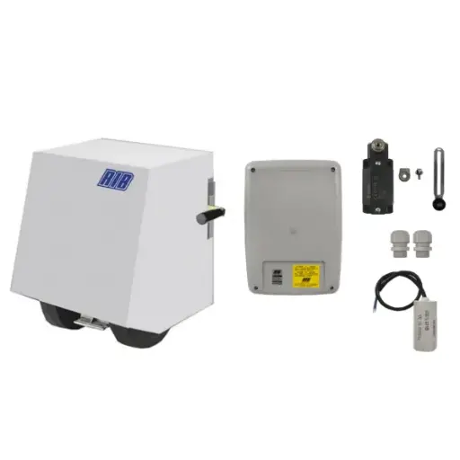 [K03-RIB-01] Kit Operador de Rueda R50 220V, 2F, 2000kg arrastre,10m ancho. Incluye Cerebro T2-CRX, Receptor y 2 controles F433. Aplicación para Puerta Abatible y Corrediza.