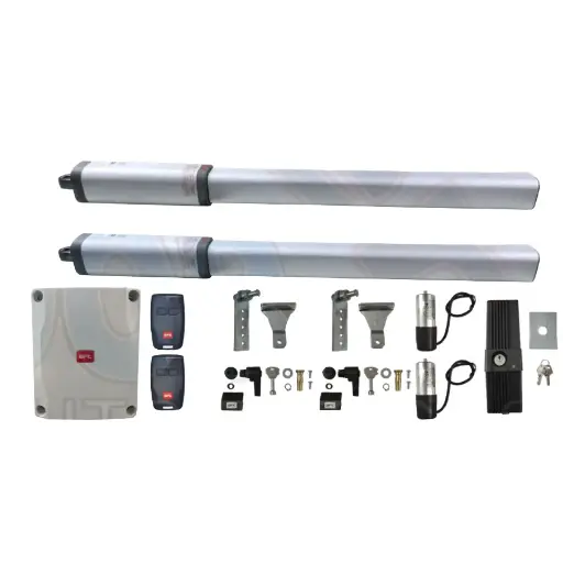 [K03-BFT-H04] Kit Pistones BFT LUX GV, 120V, para 2 Hojas, peso max. 300kg, ancho max, 3.5m, Incluye Receptor, 2 control y Chapa de Bloqueo de pivote.