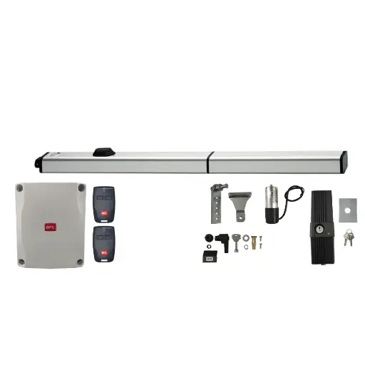 [K03-BFT-H07] Kit Pistones BFT P7, 120V, para 1 Hoja, peso max. 500kg, ancho max. 7.0m, Incluye Receptor, 2 control y chapa de bloqueo de pivote.