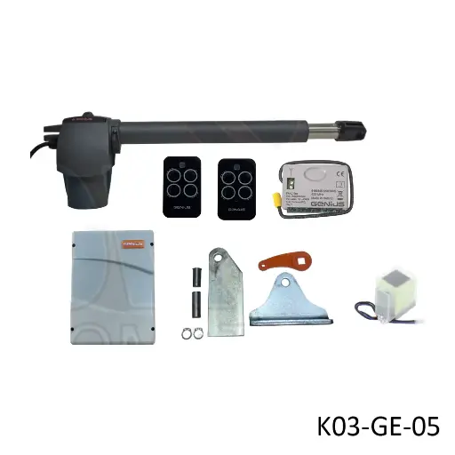 [K03-GE-05] Kit Pistones GBAT-324 Profesional, 24VCD, para 1-hoja, con receptor RQFZ433 y 2 control Echo. Incluye Bateria de respaldo