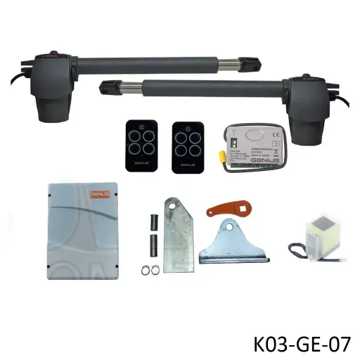 [K03-GE-07] Kit Pistones GBAT-324 Profesional, 24VCD, para 2-hojas, con receptor RQFZ433 y 2 control Echo. Incluye Bateria de respaldo