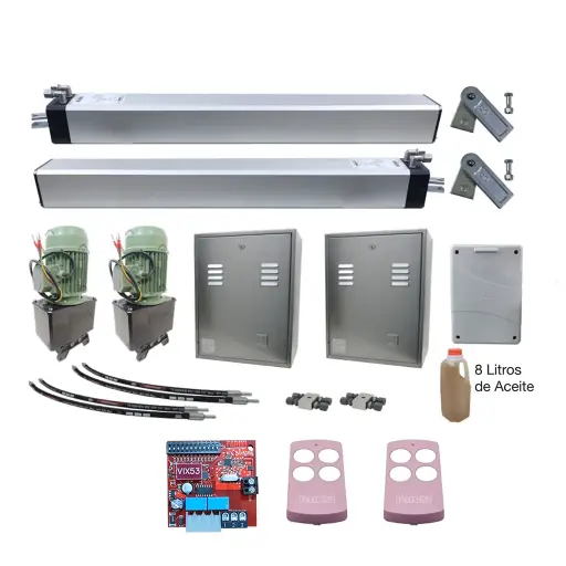 [K03-FD-H10] Kit Pistones MEC-800, 400mm, 220V-2F, Peso max. 700K, Ancho max. 4.5m, 2-hojas...Incluye Receptor y 2 Control.