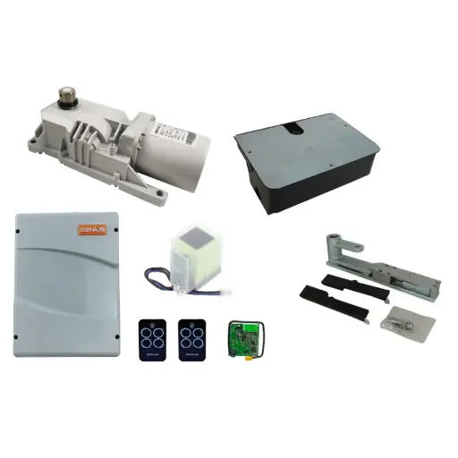 [K03-GE-11] Kit Pistones Ocultos ROLLER-24Vcd, para 1-hoja, con receptor RQFZ433 y 2 control Echo, Incluye Bateria de respaldo