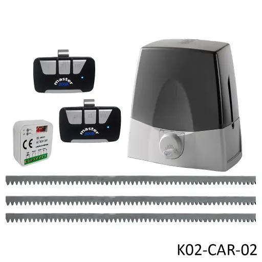 [K02-CAR-02] Kit cremallera CARDIN SLX1524, 24VCD, 120Volt, arrastre 1500Kg Incluye Bateria de Respaldo, 6m. cremallera, Receptor y 2 Control