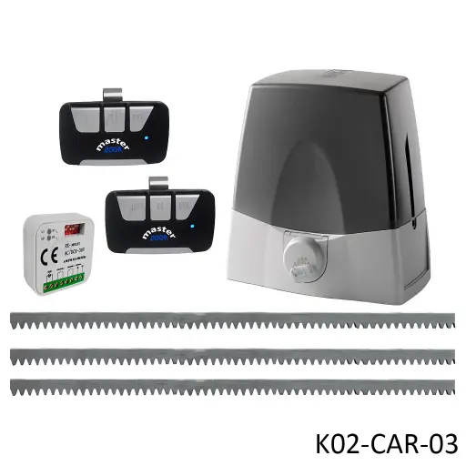 [K02-CAR-03] Kit cremallera CARDIN SLX3024, 24VCD, 120Volt, arrastre 3000Kg, Incluye Bateria de Respaldo, 6m. cremallera, Receptor y 2 Control