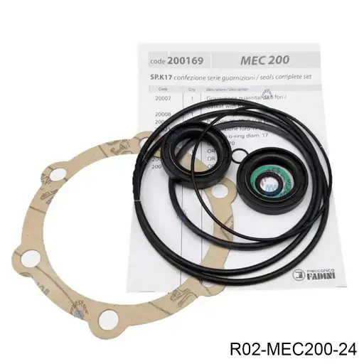 [R02-MEC200-24] Kit de empaques para transmision del MEC-200 (Orin,Reten, Empaques, etc.)