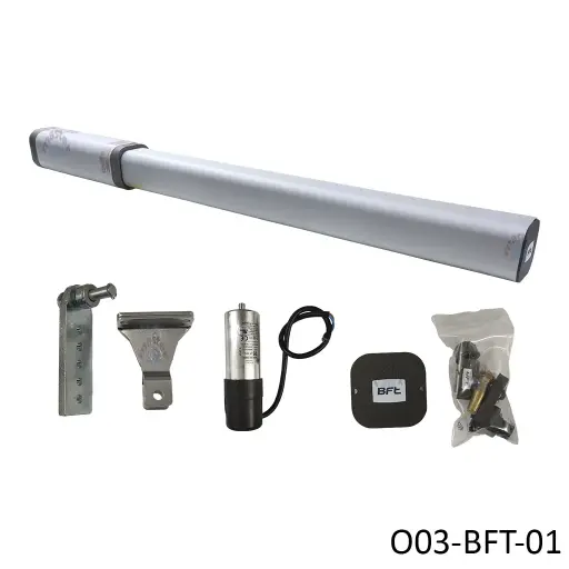 [O03-BFT-01] Piston BFT-LUX 2B SBAC, 120V, para hoja 2.0m, 300Kg. incluye capacitor, llave de desbloqueo, Soportes soldables, Soporte trasero, bolsa tornilleria, caja.