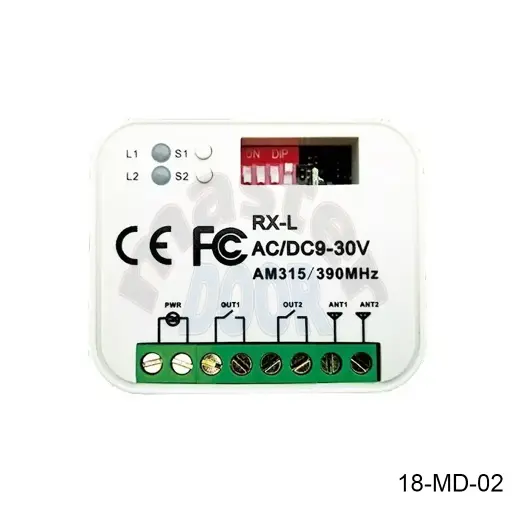 [18-MD-02] Receptor MD-RXL de dos canales, acepta frecuencia 315 y 390, capacidad 500 ctls..Tra