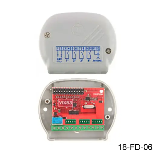 [18-FD-06] Receptor VIX53/1R, viene con 1 contacto pero se puede expandir a 4 contactos independientes, 12/24V AC/DC, F-868Mhz, capacidad 2000 control y mas funciones. MD