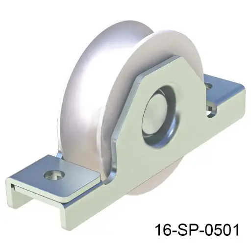 [16-SP-0501] Rueda con base para 50kg "U" 80mm Europea. (Balero cubierto de Nylamid para reducir ruido)