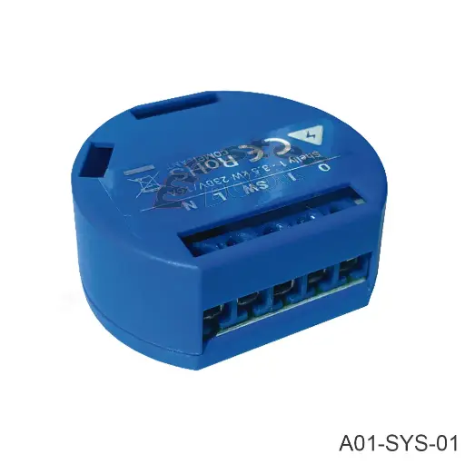 [A01-SYS-01] Tarjeta conexion a internet Mod. Shelly1, Wifi, contacto seco N.O., 12-24VCD.