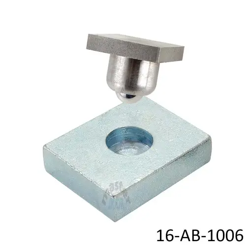 [16-AB-1006] Tejuelo / Bisagra Base Cuadrada de 3cm x 3cm, Ø24mm exterior, esfera/posta inox. carga 100kg, para hoja peatonal