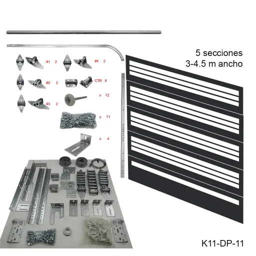 [K11-DP-11]Kit de herraje Americano DP, 2c8'5s FL-11', 13', 15' R12 / R15, Cal.16 (1.5mm)