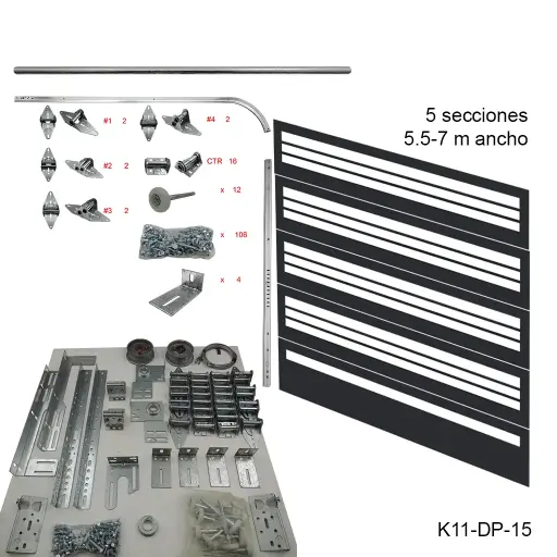 [K11-DP-15]Kit de herraje Americano DP, 4c8'5s FL 21'/ 24', R12 / R15, Cal.16 (1.5mm)