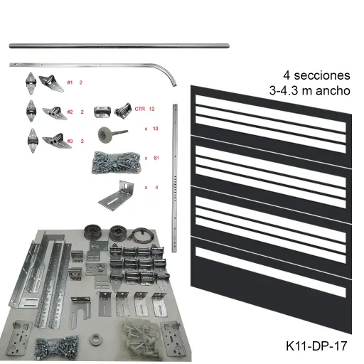 [K11-DP-17]Kit de herraje Americano DP, 2c8'4s FL 11'/ 13'/ 15', R12 / R15, Guias Cal.14 (2.0mm)