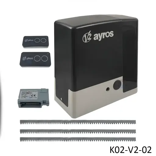 [K02-V2-04] Kit Cremallera AYROS-600, 120volt-24VCD, capacidad de arrastre 600Kg, Incluye: 6m de cremallera, Receptor y 2 control.