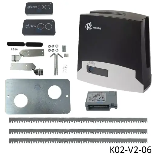 [K02-V2-06] Kit Cremallera TORQ 500, 120volt-24VCD, capacidad arrastre 500kg, Incluye: 6m de cremallera, Receptor y 2 control.