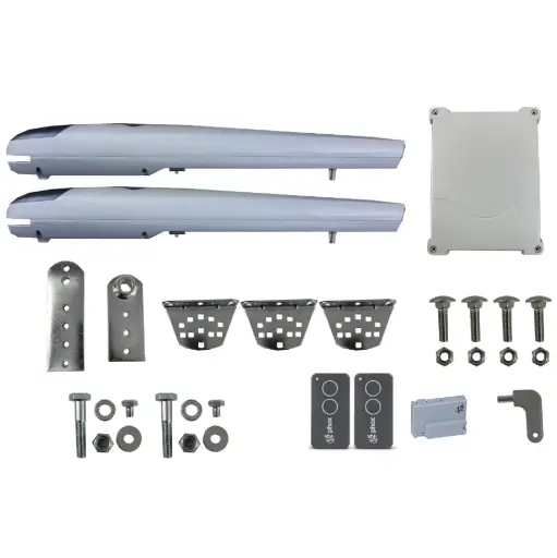 [K03-V2-E04] Kit Pistones Swing NYK 24V, 2 hojas, 120 Volt, para 2.00m ancho y 250 kilos, caja. V2