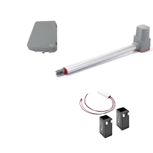 [K03-ER-E04] Kit Pistones 24VCD Temis Rapidos RC, 1-hoja LH, 120V / 24VCD, caja...Incluye Bateria de Respaldo
