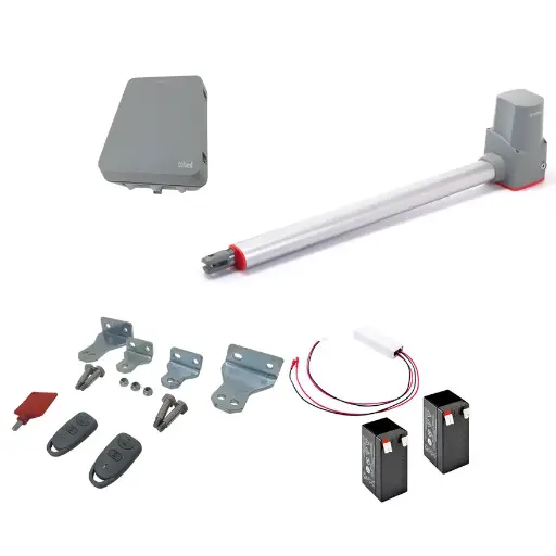 [K03-ER-E05] Kit Pistones 24VCD Temis Rapidos RC, 1-hoja RH, 120V / 24VCD, caja...Incluye Bateria de Respaldo