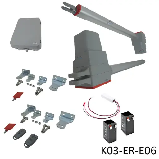 [K03-ER-E06] Kit Pistones 24VCD Temis Rapidos RC, 2-hojas, 120V / 24VCD, caja...Incluye Bateria de Respaldo
