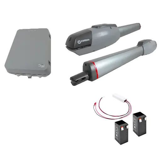 [K03-ER-E08] Kit Pistones 24VCD Kairos, 2-hojas, 120V / 24VCD, caja...Incluye Bateria de Respaldo