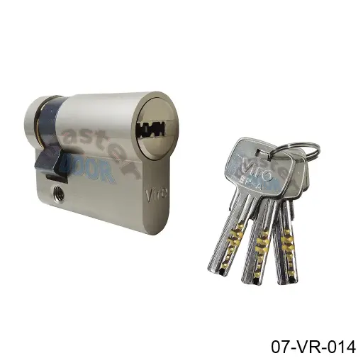 [07-VR-013] Cilindro Medio, Alta Seguridad P6, S-EuroPro (30+10mm), Niquelado. Incluye 5 llaves y una tarjeta con su código para solicitar duplicados