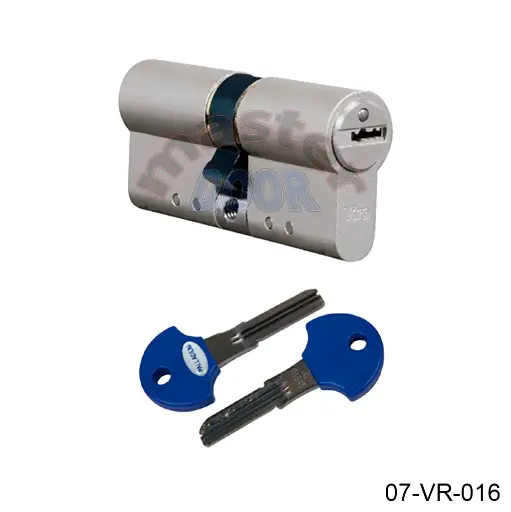 [07-VR-016] Cilindro Doble, Maxima Seguridad P7, S-Palladium (35+35mm), Niquelado. Incluye 3 llaves y una tarjeta con su código para solicitar duplicados. Caja con sello