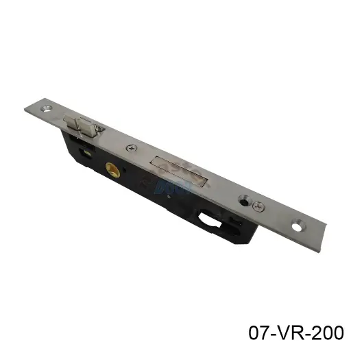 [07-VR-200] Cerradura de Embutir, entrada 25mm, para caja de 40mm, Pestillo Estandar, Acero Inoxidable