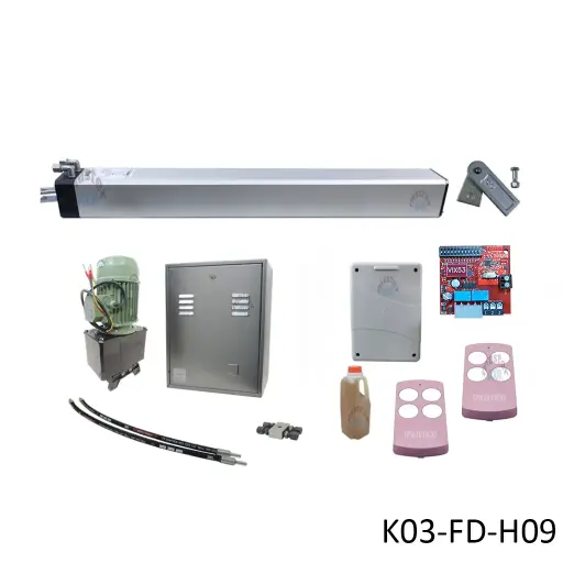 [K03-FD-H09] Kit Pistones MEC-800, 400mm, 220V-2F, Peso max. 700K, Ancho max. 4.5m, 1-hoja...Incluye Receptor y 2 Control.