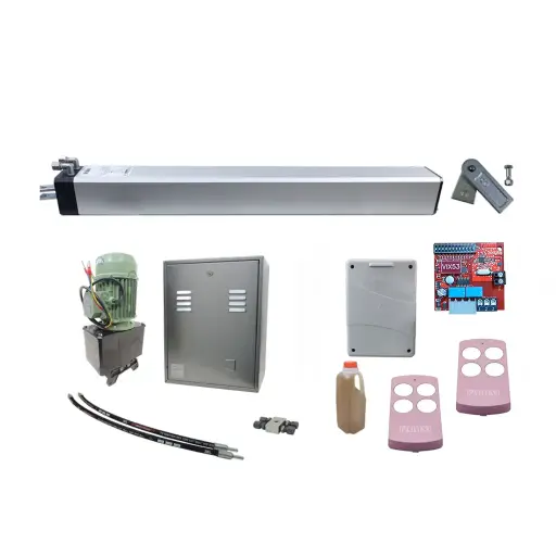 [K03-FD-H09] Kit Pistones MEC-800, 400mm, 220V-2F, Peso max. 700K, Ancho max. 4.5m, 1-hoja...Incluye Receptor y 2 Control.