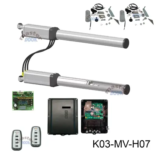 [K03-MV-H07] Kit Pistones Hydro-360 BAC Maestro y Esclavo, Rápido BL 127v, 1 hoja, con valv. desaceleración mecánica al cierre y apertura, peso máx. 1000kg, ancho máx. 5.0m.