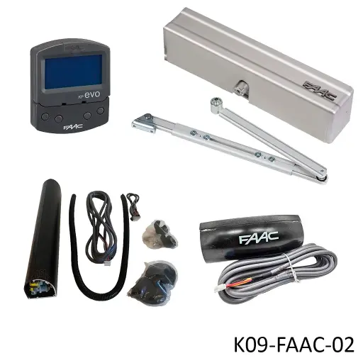 [K09-FAAC-02] Kit Cabezal 950N2 para Puerta Abatible que abate hacia Dentro Incluye: Caja del Cabezal, Brazo Tirador