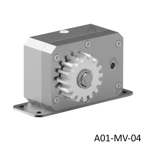 [A01-MV-04] Freno Rotativo regulable, transmision mediante piñon para cremallera M4, carga max. 7Nm